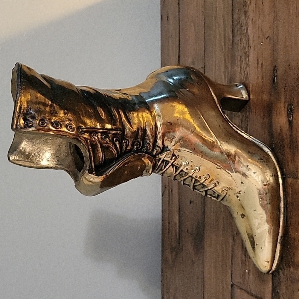 Vintage Brass Cast Victorian Era Style Boot Vase Planter Decor Display - Picture 1 of 12
